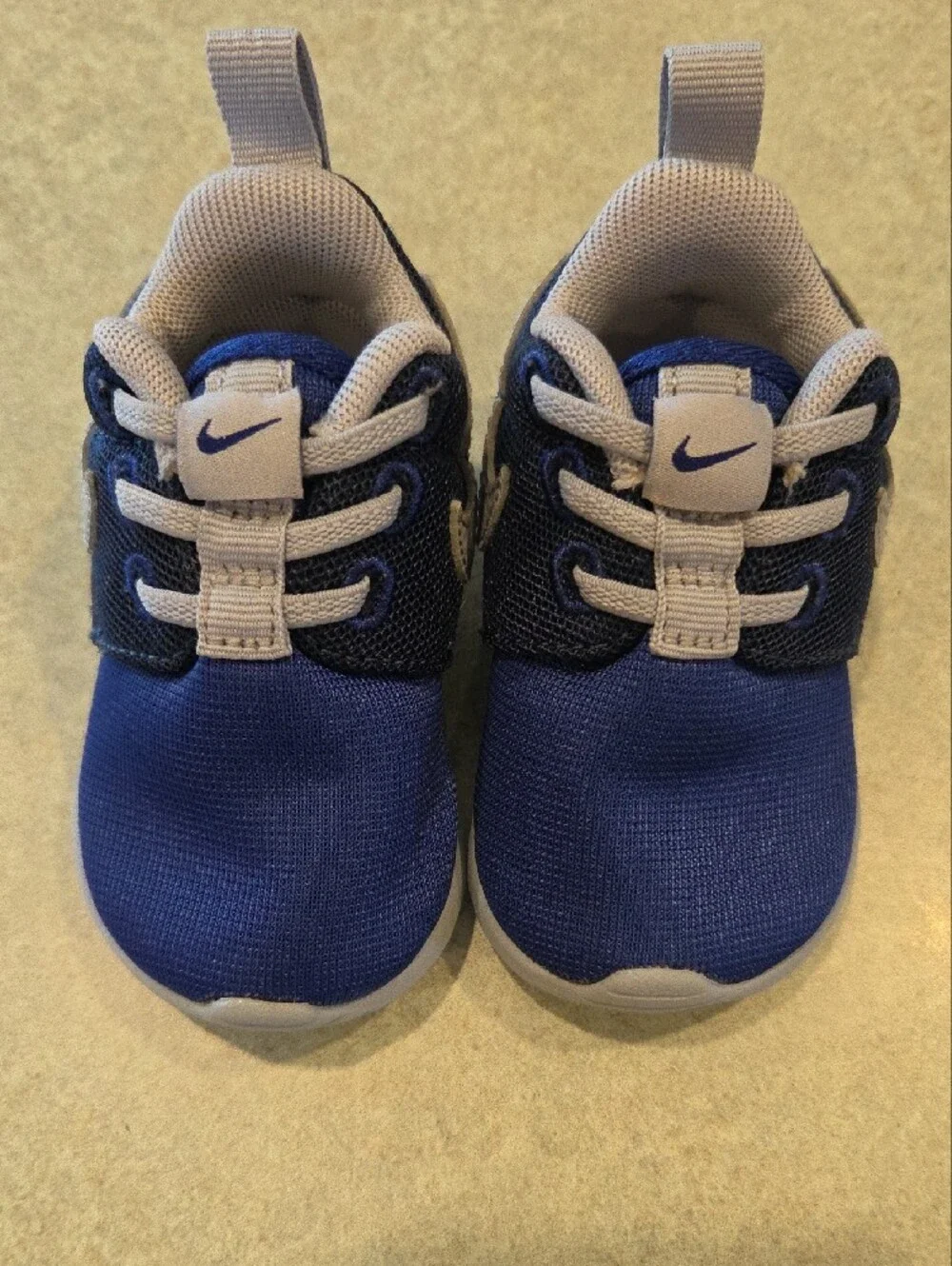 Nike Baby Size 2 Navy Blue and Gray Mesh Sneaker Like New